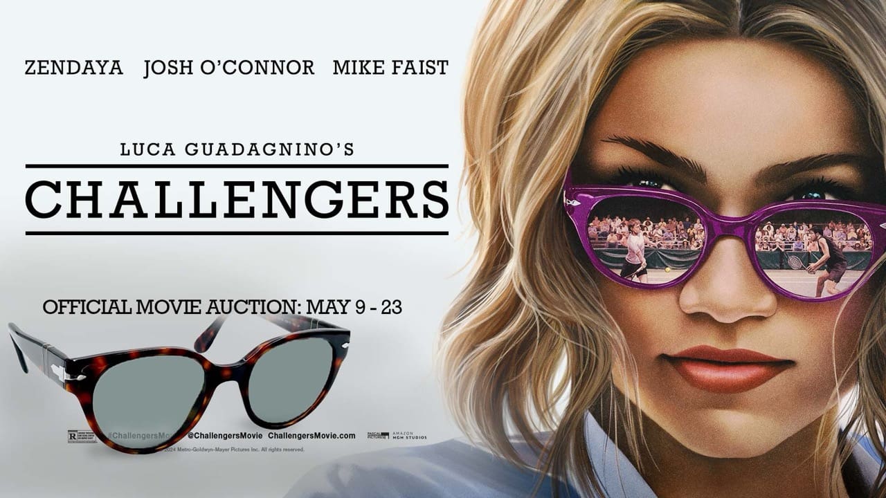 Official 'Challengers' prop and costume auction key art featuring Zendaya in a romantic drama