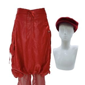 Lot #244: Bunraku (2010) Screen Worn Red Suit Mafia Beret & Red Sheer Pants