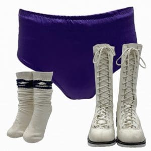 Lot #15: The Iron Claw Kerry Von Erich Screen Worn Stunt Double Wrestling Trunks, Boots & Socks Ch 6 Sc 771